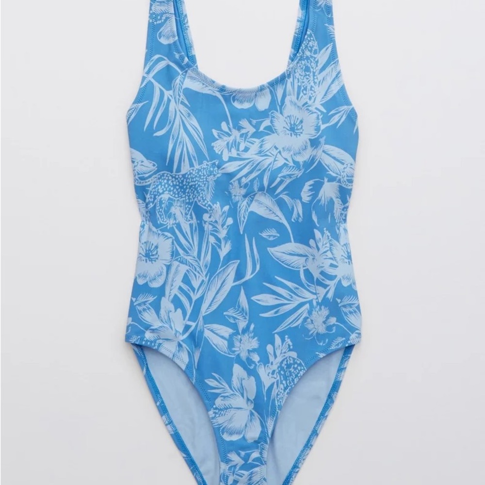 OFFLINE by Aerie x Aly Raisman Collection Floral Blue Active Bodysuit